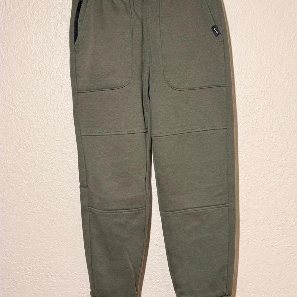 Lee Olive Green Jogger Sweatpants Fleece Zip Pocket Girls 7/8 Small